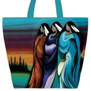 Zippered Canvas Tote Bag with Inside Pocket